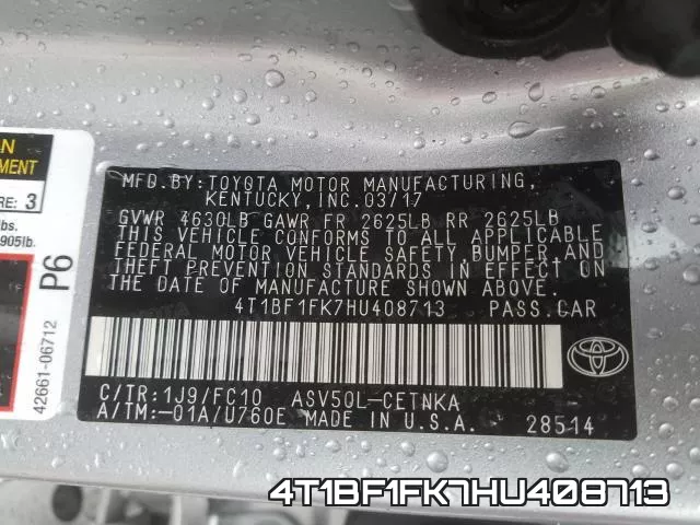 4T1BF1FK7HU408713 фото 2
