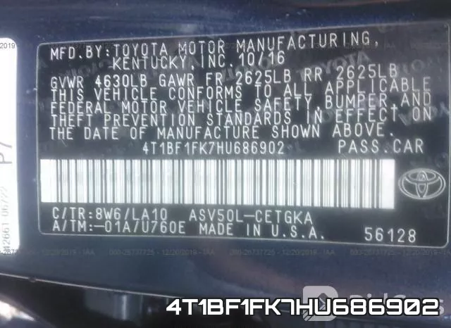 4T1BF1FK7HU686902 фото 10
