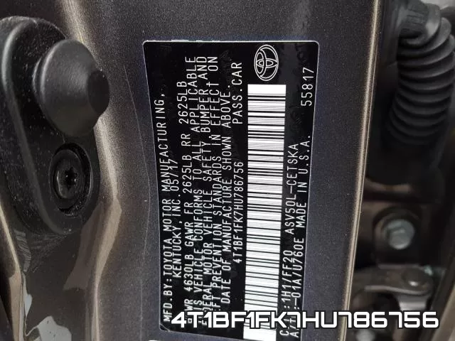 4T1BF1FK7HU786756 фото 2