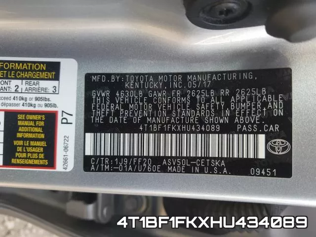 4T1BF1FKXHU434089 фото 2