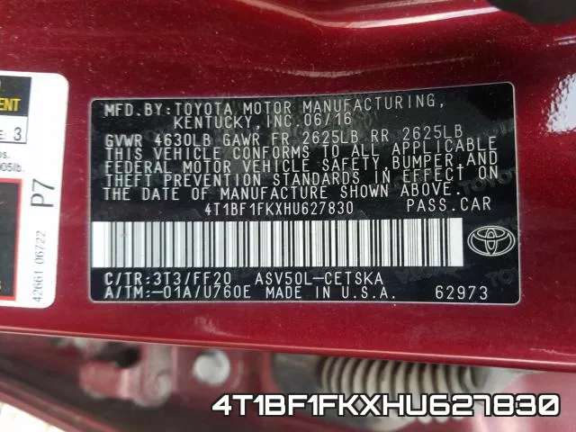 4T1BF1FKXHU627830 фото 2