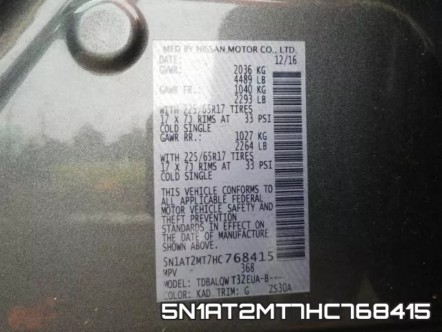 5N1AT2MT7HC768415 фото 2