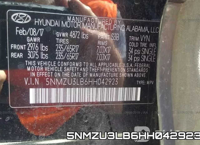 5NMZU3LB6HH042923 фото 10