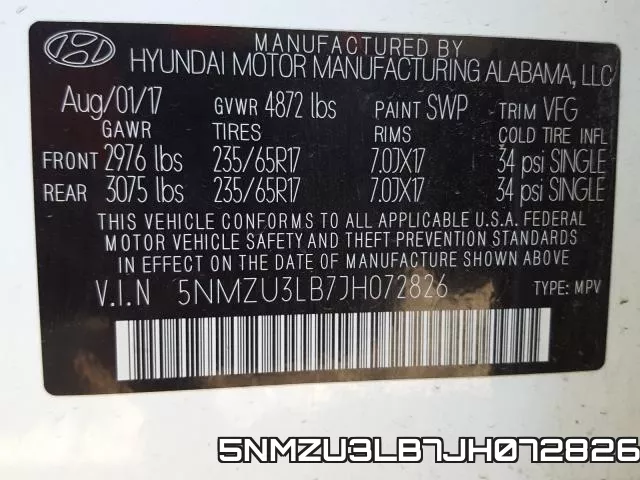 5NMZU3LB7JH072826 фото 2