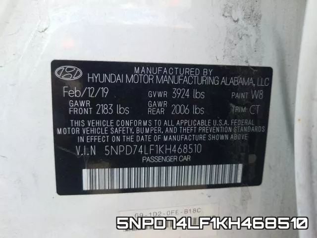5NPD74LF1KH468510 фото 2