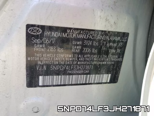 5NPD74LF3JH271871 фото 2