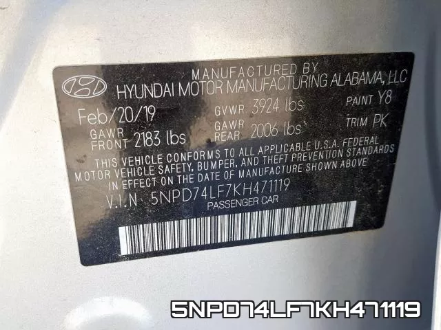 5NPD74LF7KH471119 фото 2