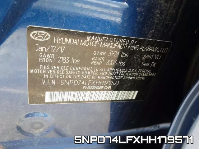 5NPD74LFXHH179571 фото 2