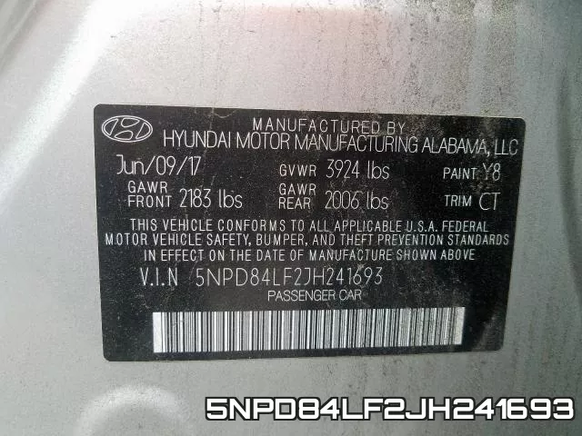 5NPD84LF2JH241693 фото 2