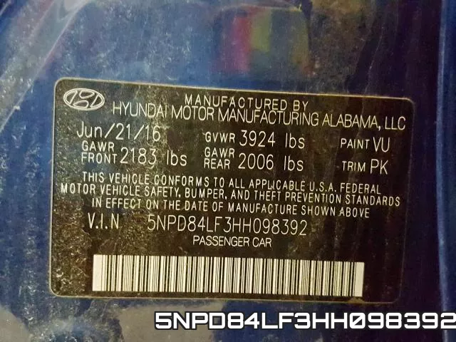 5NPD84LF3HH098392 фото 2