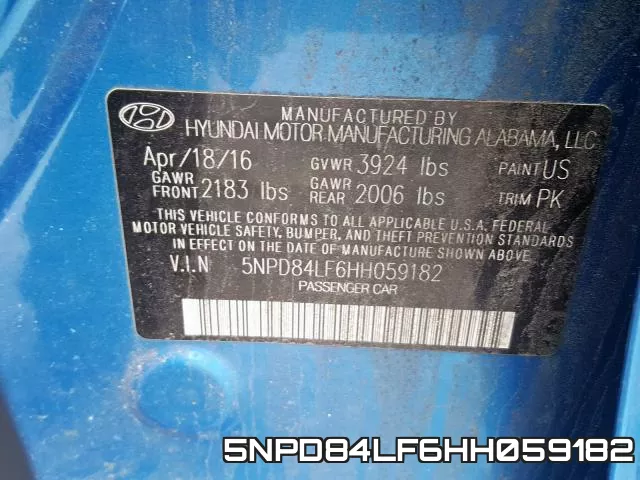 5NPD84LF6HH059182 фото 2