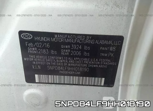 5NPD84LF9HH018190 фото 10