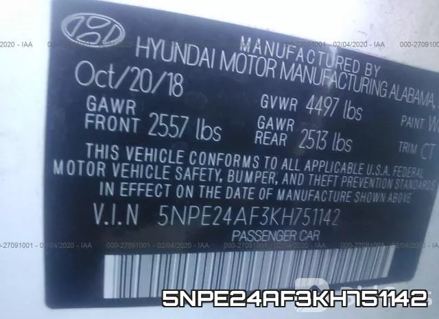 5NPE24AF3KH751142 фото 10