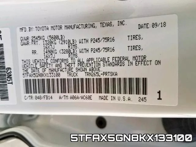 5TFAX5GN8KX133100 фото 2