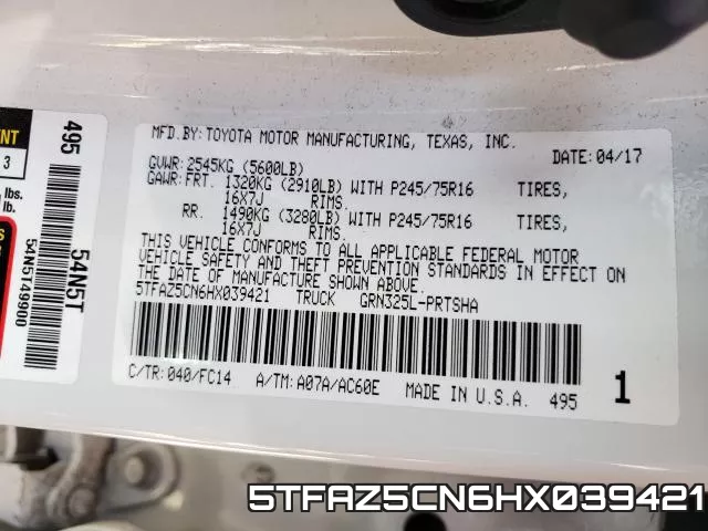 5TFAZ5CN6HX039421 фото 2