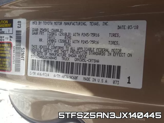 5TFSZ5AN3JX140445 фото 2