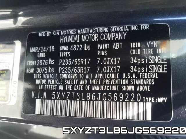 5XYZT3LB6JG569220 фото 2