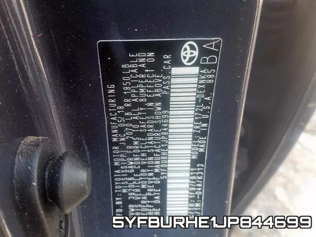5YFBURHE1JP844699 фото 2