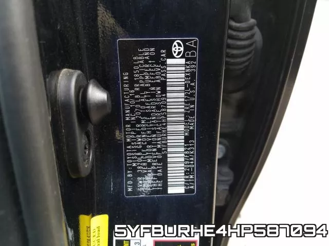 5YFBURHE4HP587094 фото 2