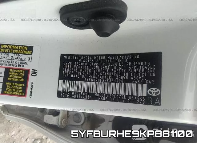 5YFBURHE9KP881100 фото 10
