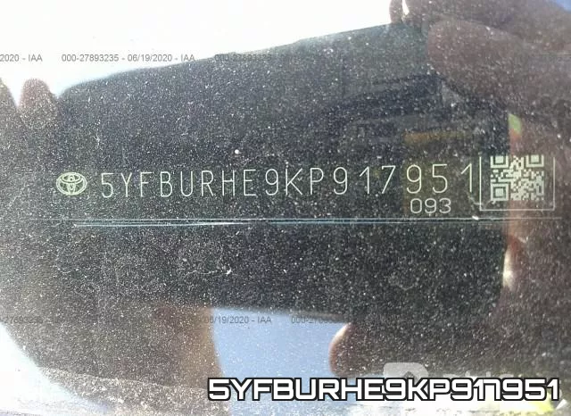 5YFBURHE9KP917951 фото 10