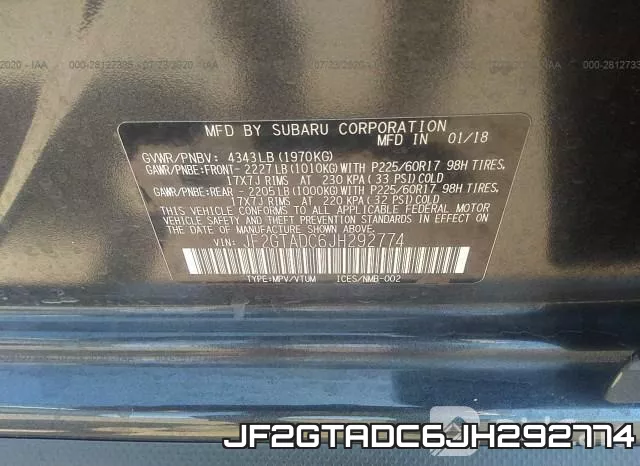 JF2GTADC6JH292774 фото 10