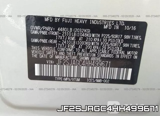 JF2SJAGC4HH499671 фото 10