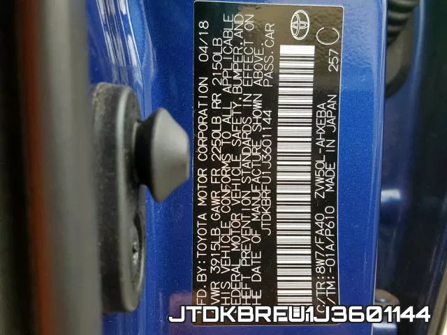 JTDKBRFU1J3601144 фото 2