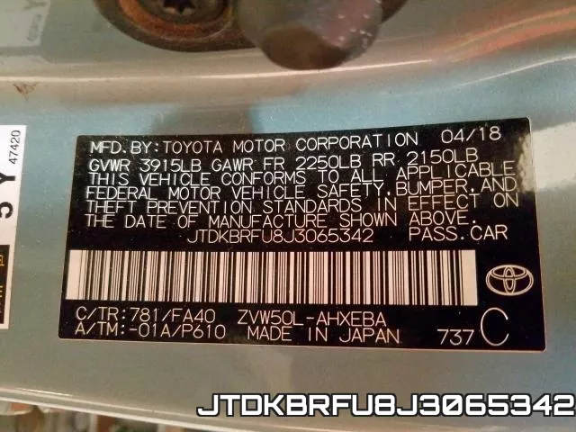 JTDKBRFU8J3065342 фото 2
