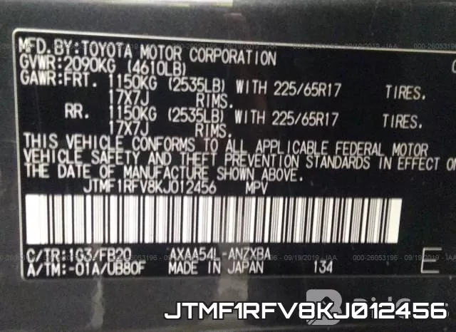 JTMF1RFV8KJ012456 фото 10