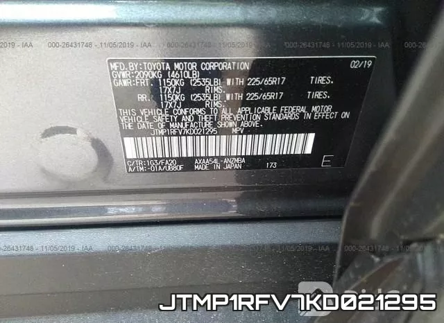 JTMP1RFV7KD021295 фото 10