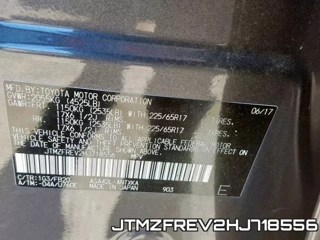 JTMZFREV2HJ718556 фото 2