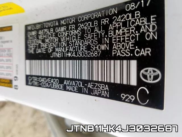 JTNB11HK4J3032687 фото 2