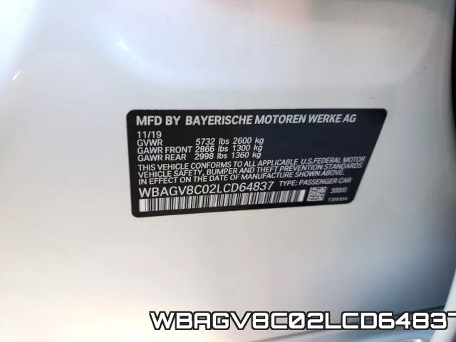 WBAGV8C02LCD64837 фото 2