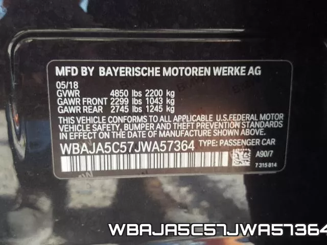 WBAJA5C57JWA57364 фото 2