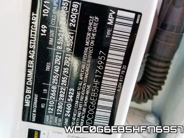 WDC0G6EB5HF176957 фото 2