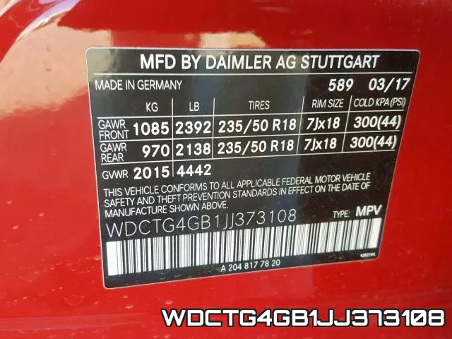 WDCTG4GB1JJ373108 фото 2
