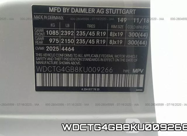 WDCTG4GB8KU009266 фото 10