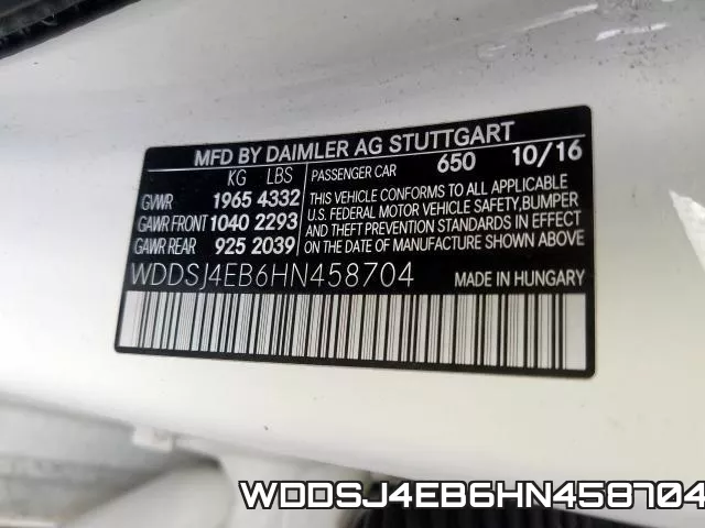 WDDSJ4EB6HN458704 фото 2