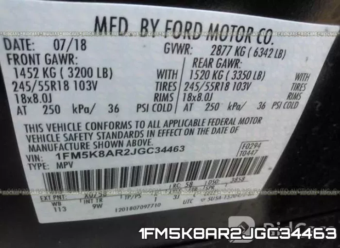 1FM5K8AR2JGC34463 фото 10
