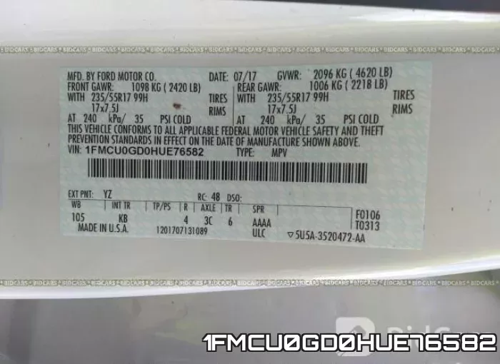 1FMCU0GD0HUE76582 фото 10
