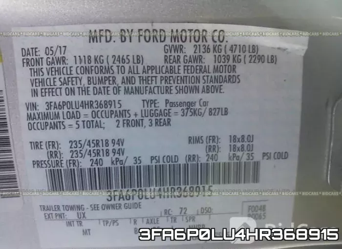 3FA6P0LU4HR368915 фото 10