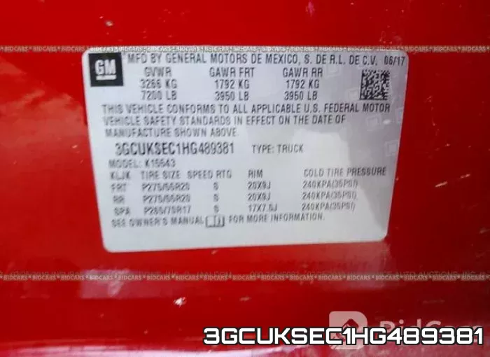 3GCUKSEC1HG489381 фото 10