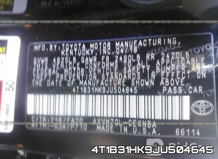 4T1B31HK9JU504645 фото 10