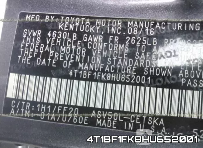 4T1BF1FK8HU652001 фото 10