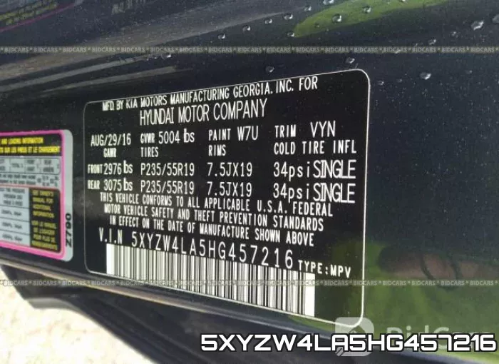 5XYZW4LA5HG457216 фото 10