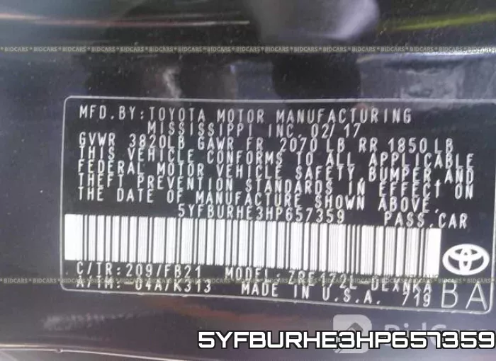 5YFBURHE3HP657359 фото 10