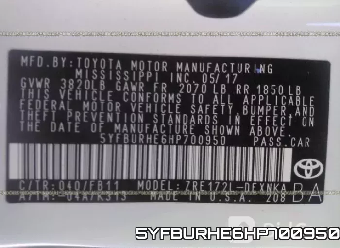 5YFBURHE6HP700950 фото 10