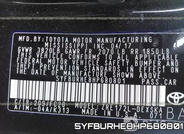 5YFBURHE8HP680801 фото 10