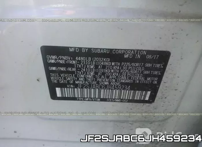 JF2SJABC6JH459234 фото 10